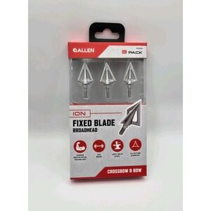 Allen Ion Fixed Blade Broadhead 3 Pack 100 Grain Crossbow Bow Solid Steel - NEW